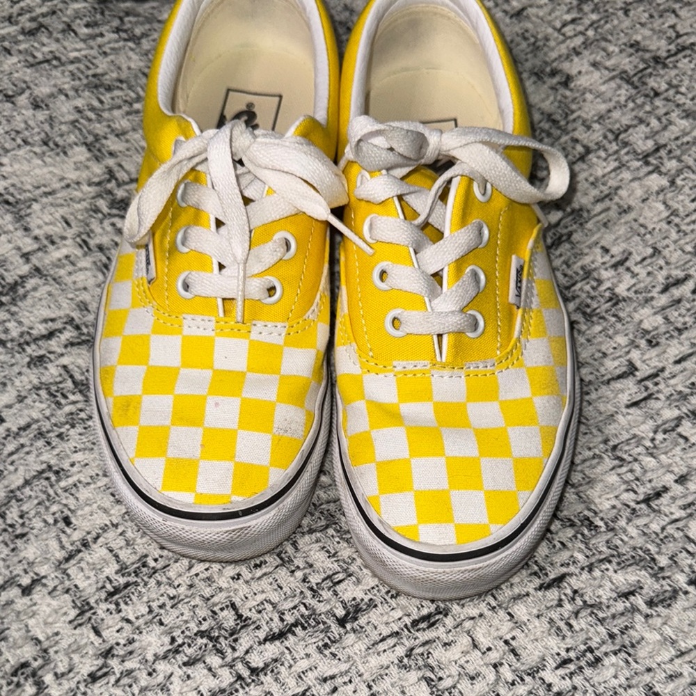 Vans Yellow and White Checkered Sneakers